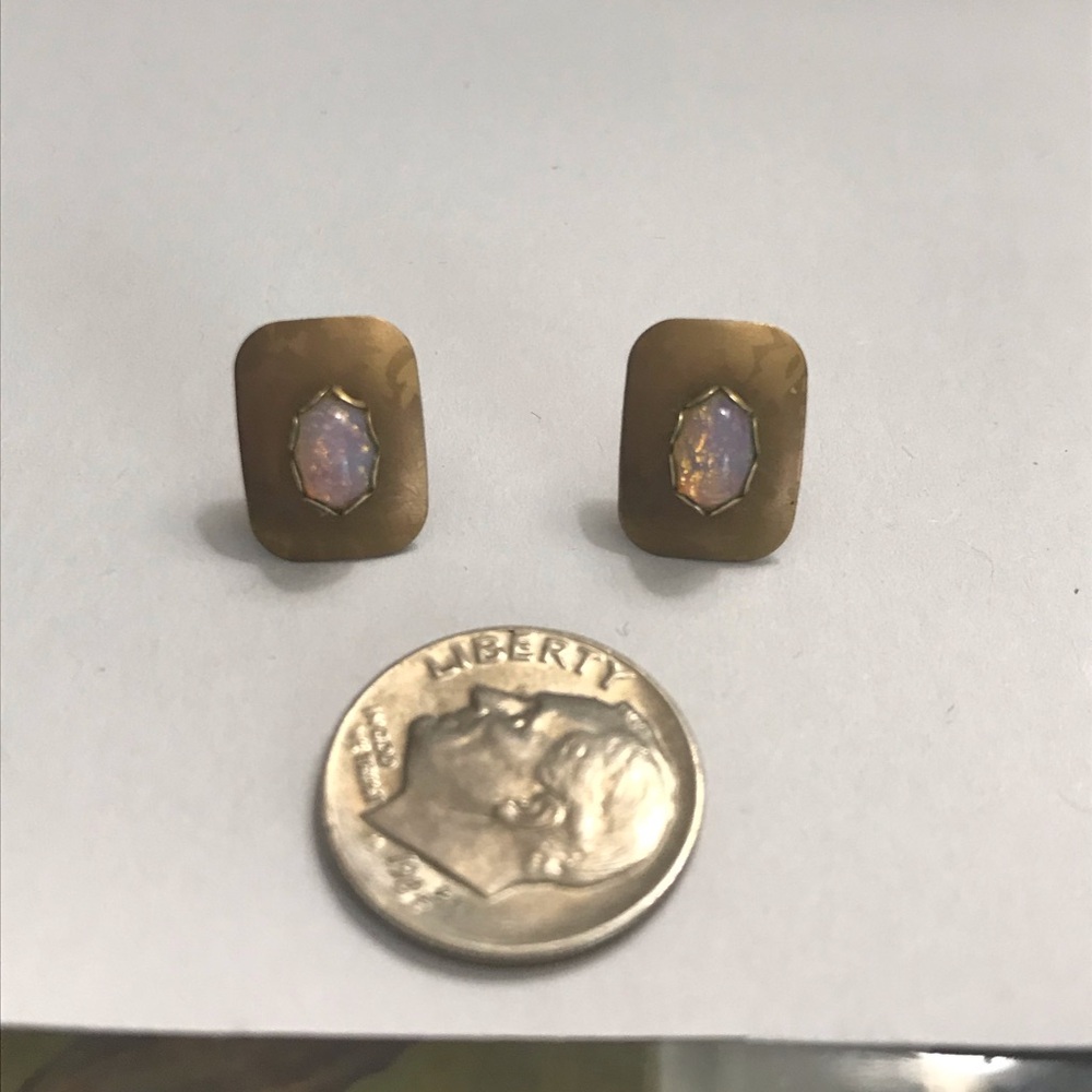 Brass & Opal earrings - Picture 3 of 3